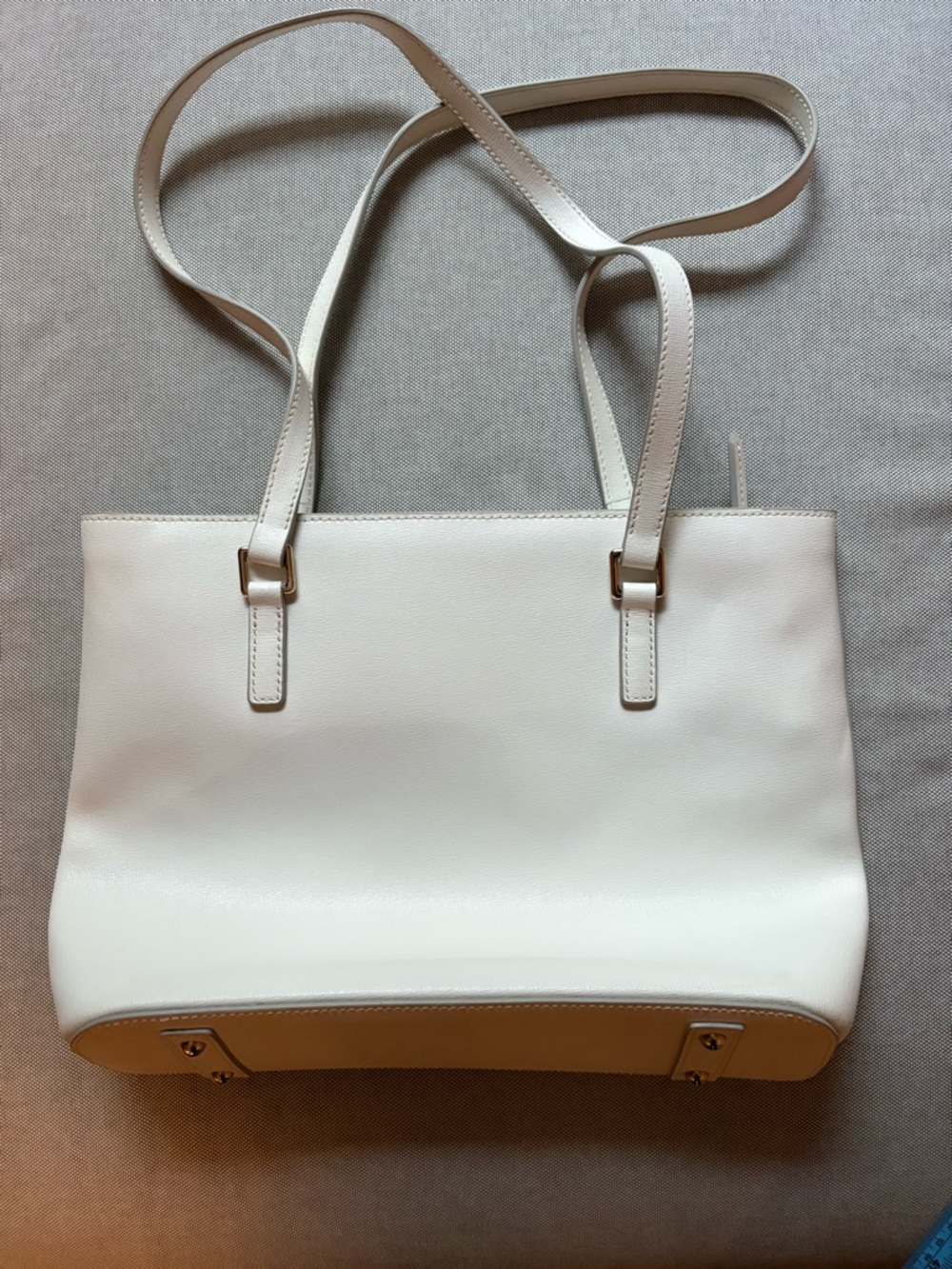 Dooney & Bourke Cream Leather Shoulder Tote with Front Zip - Picture 6 of 8
